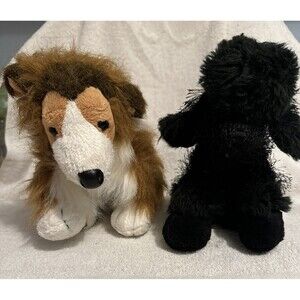 Ganz Webkins Black Poodle Dog & Collie Dog Plush NO CODE Toy Collectible